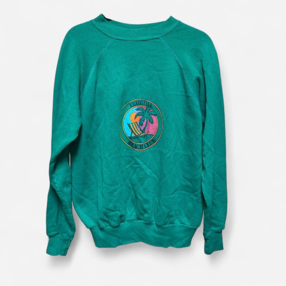 Vintage 80s Pannill Florida Beach Club Green  Sweatshirt